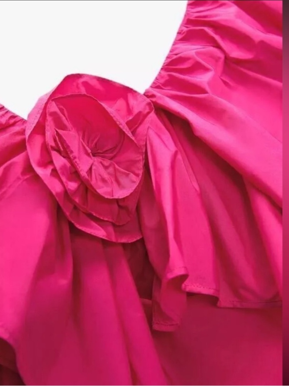 Zara Hot Pink Statement Off-Shoulder Ruffle Top - Picture 8 of 10